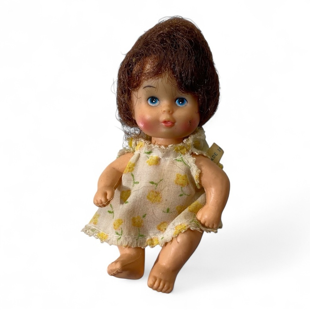 Vintage Miniature Doll - Adorable Collectible with Floral Dress​